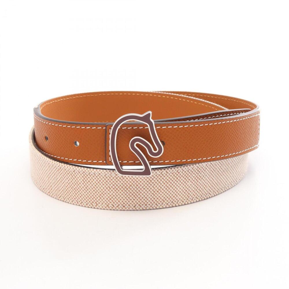 Hermes Tonnerre Reversible Belt, Toile H Plume, Veau Epsom Leather, Women's, ...
